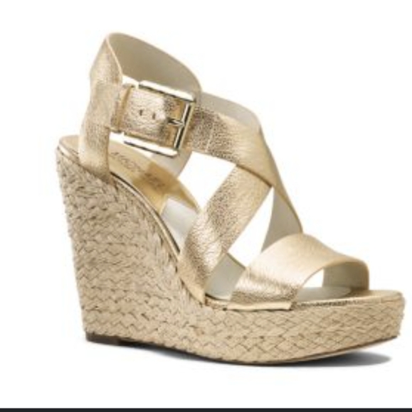 Michael Kors Giovanna gold wedge espadrilles SZ6 - Picture 1 of 9